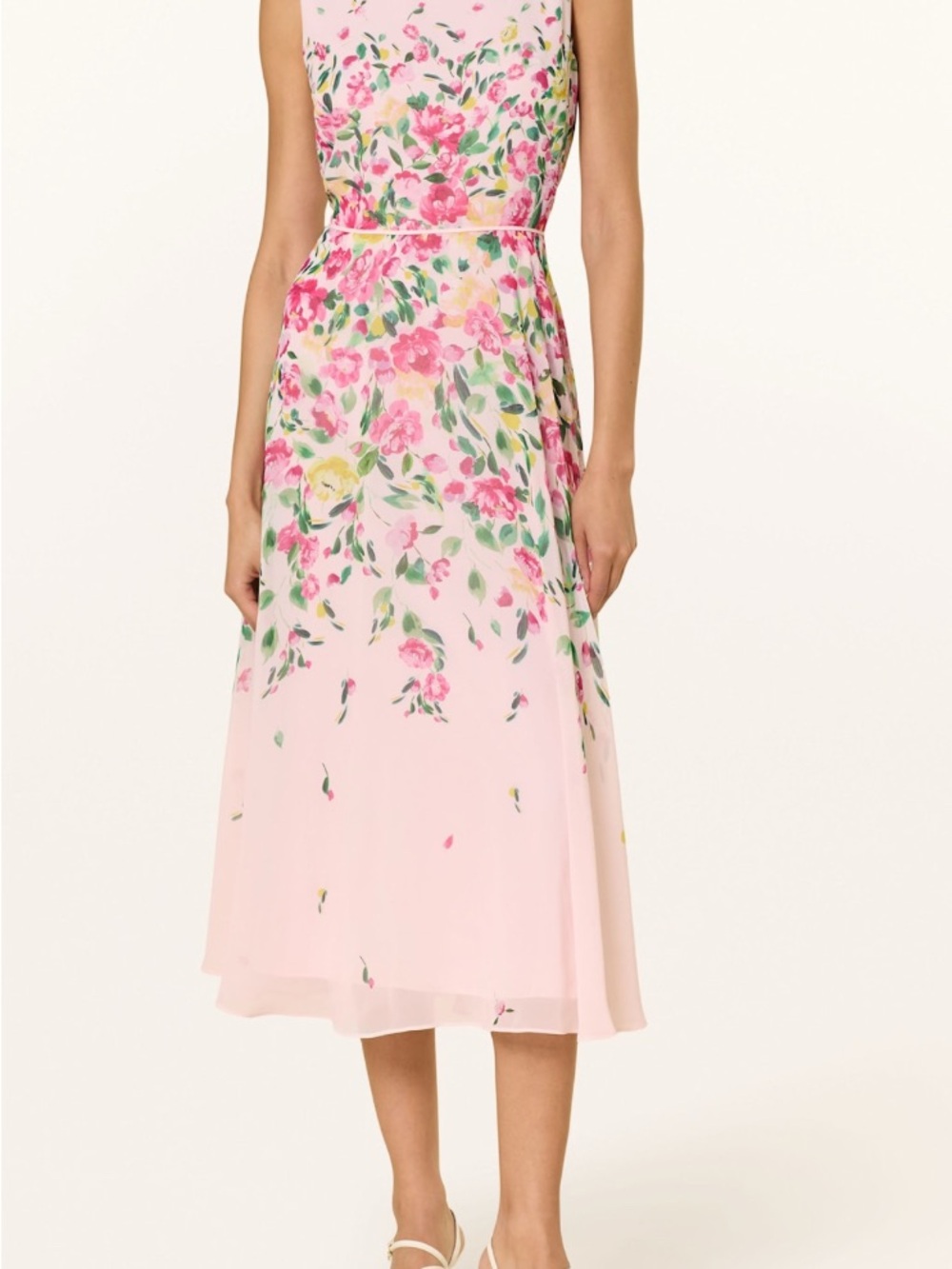 Hobbs London Floral Pink Sleeveless Midi Dress - Picture 1 of 5
